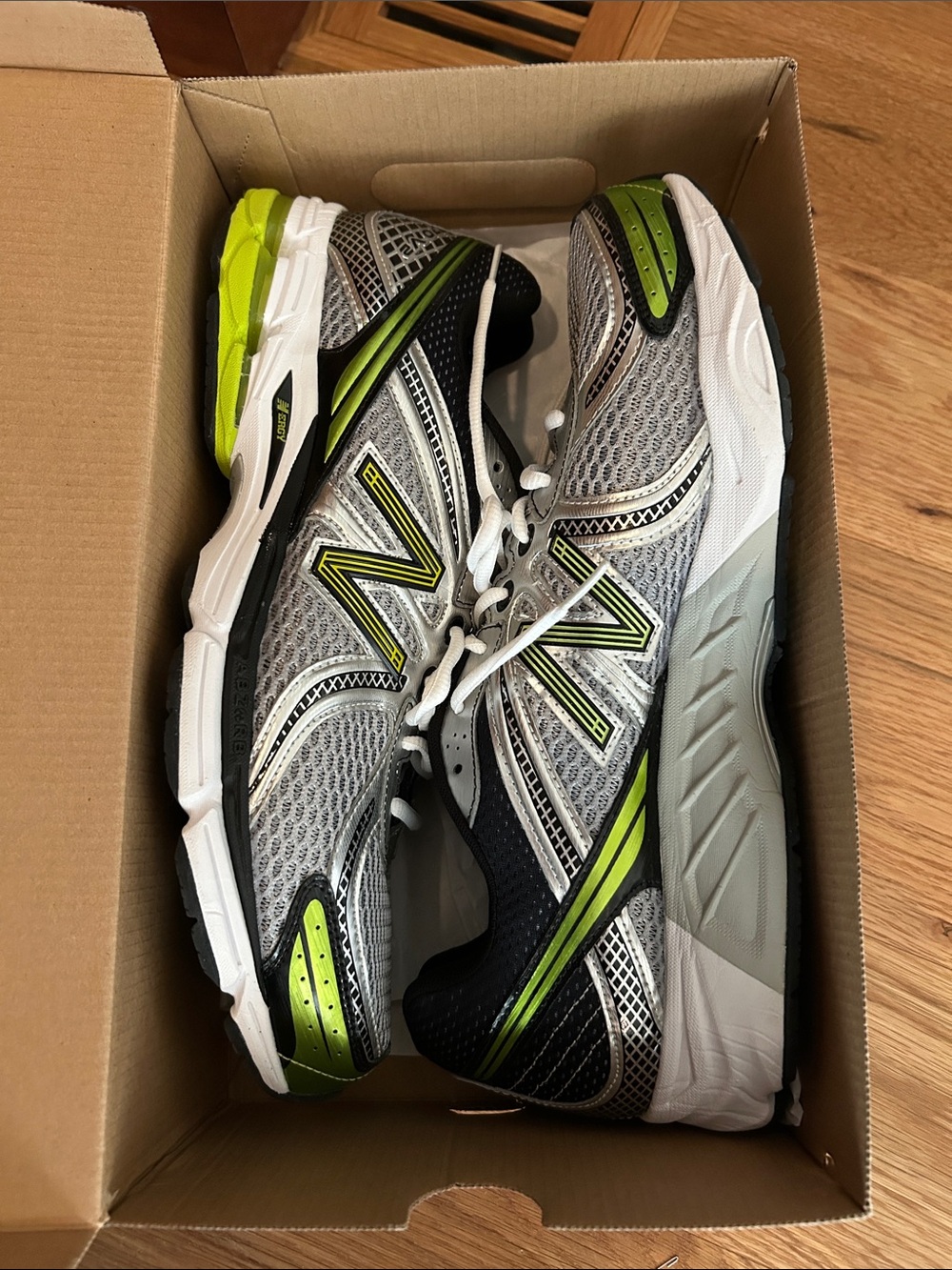 New Balance Men's Gray and Lime Running Shoes